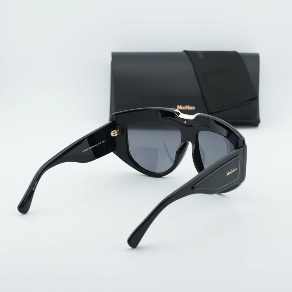 Exclusive Sale! Max Mara ORSOLA MM0083 01A Shield Sunglasses - Black / Smoke